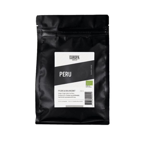 EUROPA Kaffe & Te – Peru. Fyldig og balanceret kasse. 250g pose.