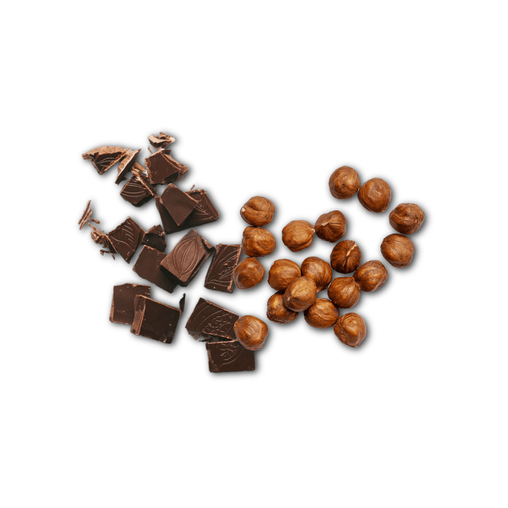 Nødder og stykker af chokolade