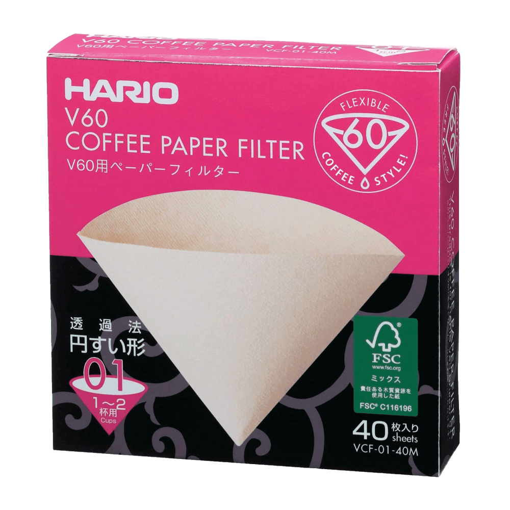 Hario V60 01 brune papirsfiltre 40 stk