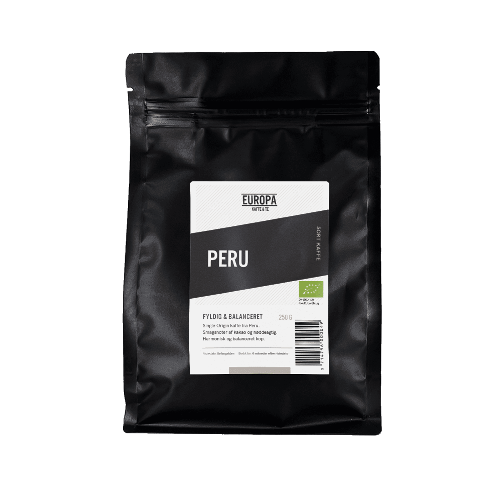 EUROPA Kaffe & Te – Peru. Fyldig og balanceret kasse. 250g pose.